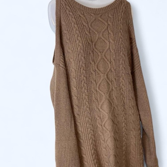 Express Open Shoulder Tan Sweater S - Picture 2 of 5